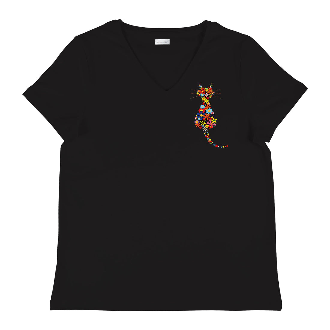 Cat Flower - V Yaka Kadın Regular Tshirt